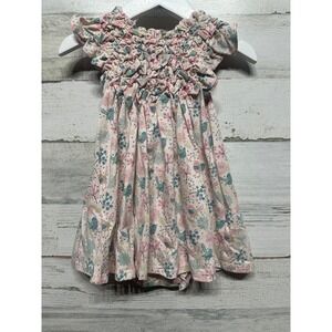 Feather Baby Dress Set Girls 6-9M Pink Bird Smocked Pima Cotton NWT